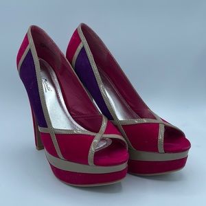Pink and Purple Velour Heels